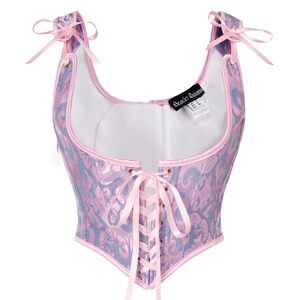 8633 Renaissance Bustier Tops Floral Ren Faire Underbust Corset with Zipper